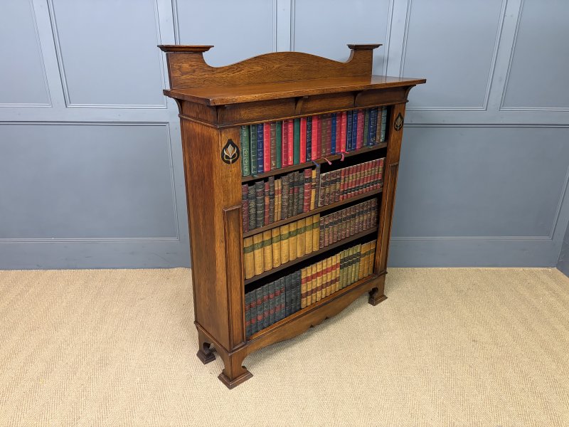 Arts & Crafts Oak Open Bookcase - Image 12