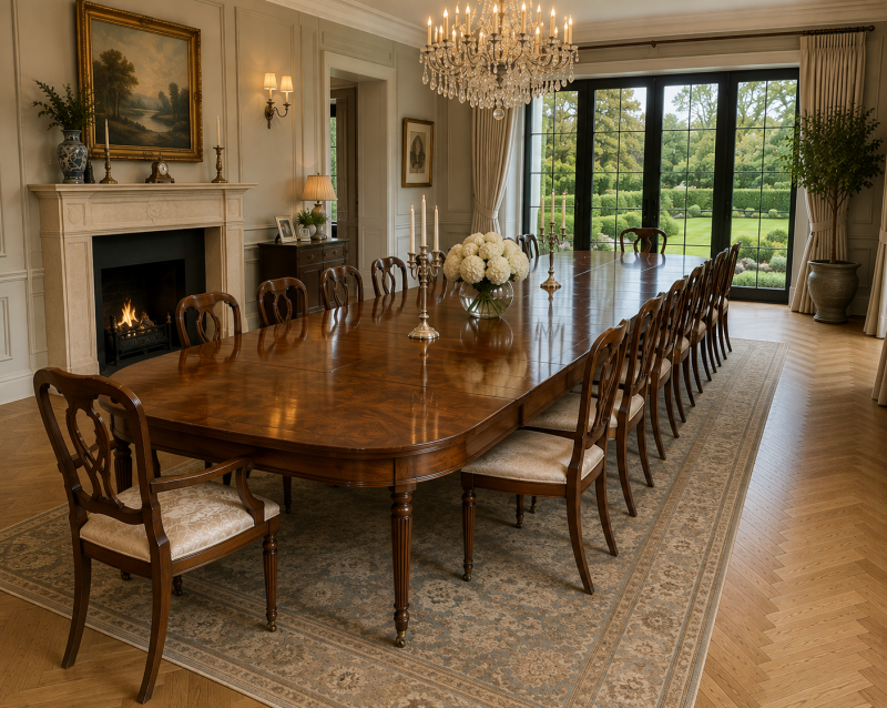 Antique Regency 14 Seater Extending Dining Table Figured Mahogany with 8 Reeded Legs - Image 2