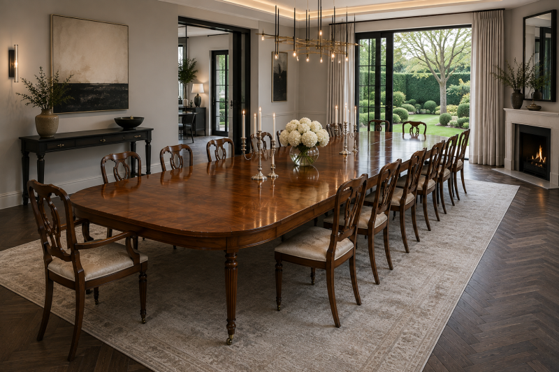 Antique Regency 14 Seater Extending Dining Table Figured Mahogany with 8 Reeded Legs - Image 14