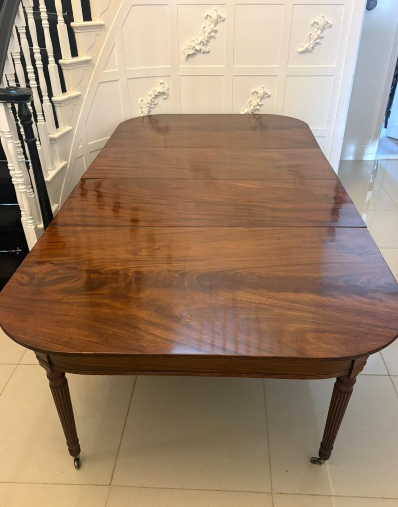 Antique Regency 14 Seater Extending Dining Table Figured Mahogany with 8 Reeded Legs - Image 5