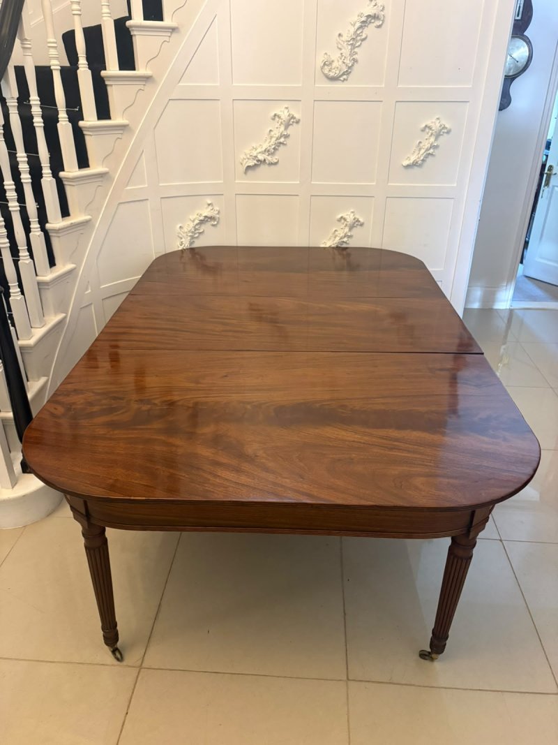 Antique Regency 14 Seater Extending Dining Table Figured Mahogany with 8 Reeded Legs - Image 8
