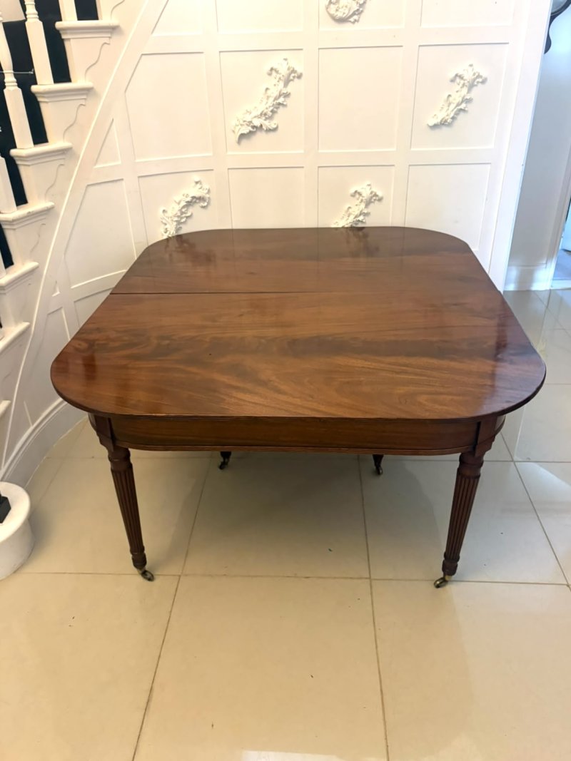 Antique Regency 14 Seater Extending Dining Table Figured Mahogany with 8 Reeded Legs - Image 10