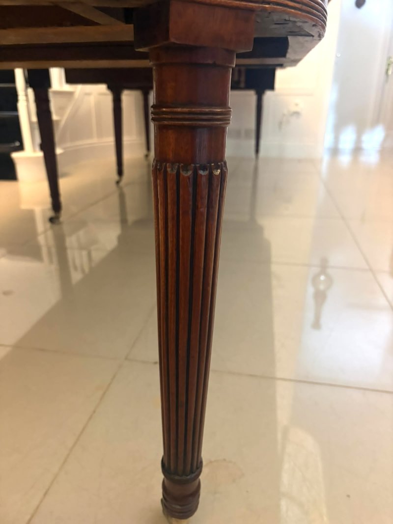 Antique Regency 14 Seater Extending Dining Table Figured Mahogany with 8 Reeded Legs - Image 19
