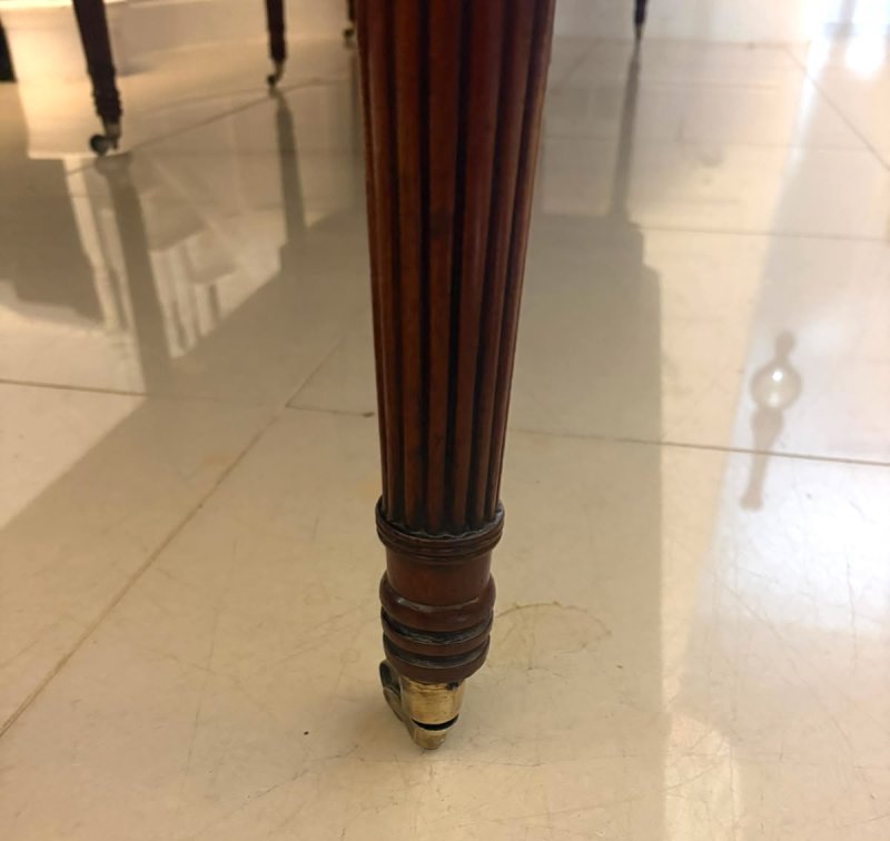 Antique Regency 14 Seater Extending Dining Table Figured Mahogany with 8 Reeded Legs - Image 20
