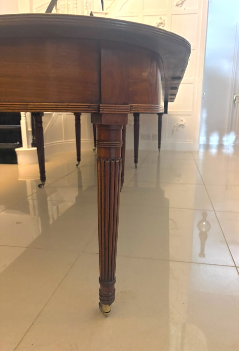 Antique Regency 14 Seater Extending Dining Table Figured Mahogany with 8 Reeded Legs - Image 17