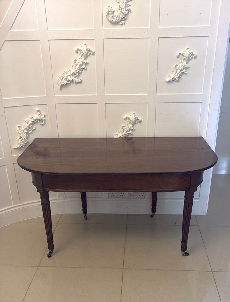 Antique Regency 14 Seater Extending Dining Table Figured Mahogany with 8 Reeded Legs - Image 13