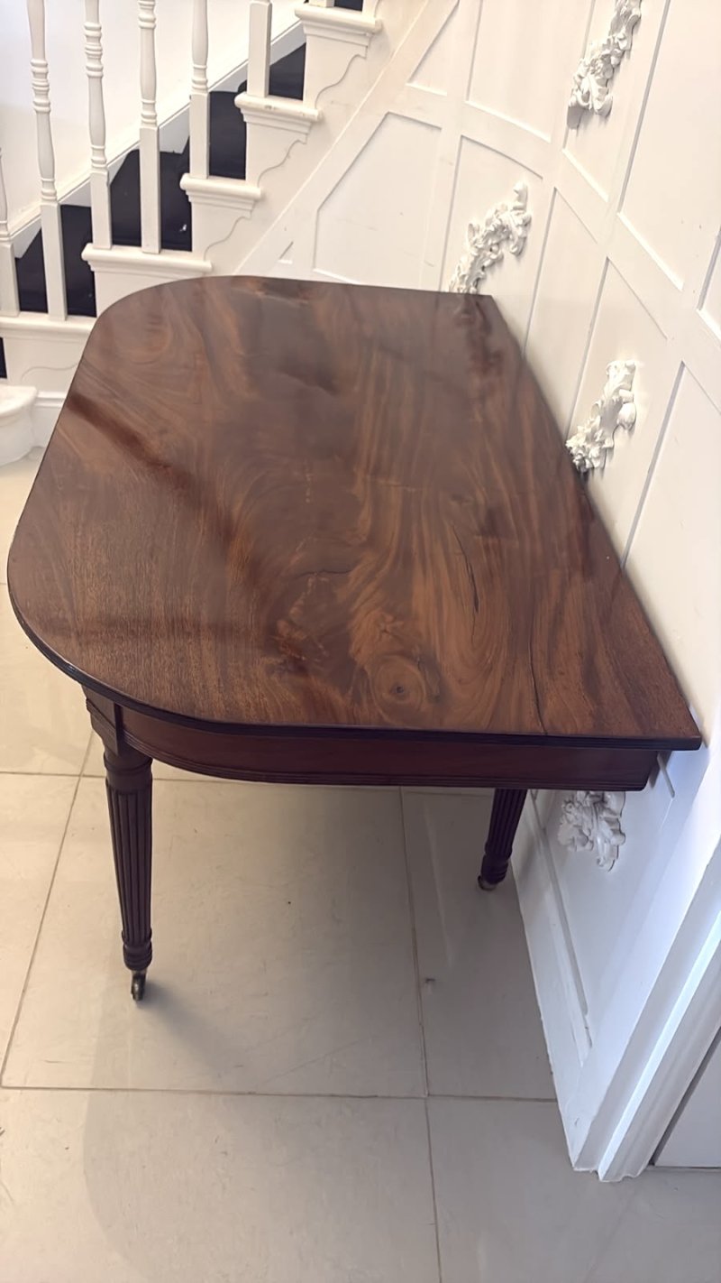 Antique Regency 14 Seater Extending Dining Table Figured Mahogany with 8 Reeded Legs - Image 11