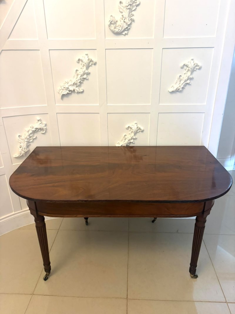 Antique Regency 14 Seater Extending Dining Table Figured Mahogany with 8 Reeded Legs - Image 9