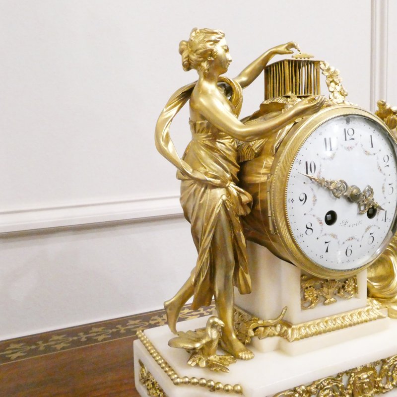 French Louis XVI Style Gilt Bronze & Marble Mantel Clock - Image 4