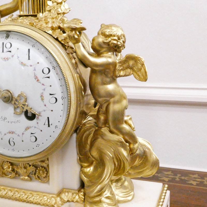 French Louis XVI Style Gilt Bronze & Marble Mantel Clock - Image 5