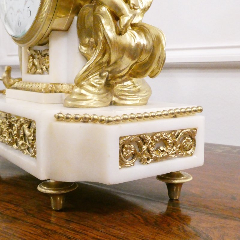 French Louis XVI Style Gilt Bronze & Marble Mantel Clock - Image 10