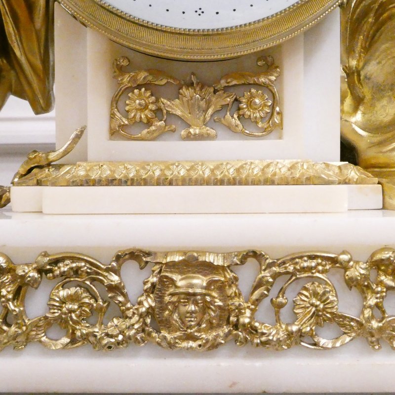French Louis XVI Style Gilt Bronze & Marble Mantel Clock - Image 8