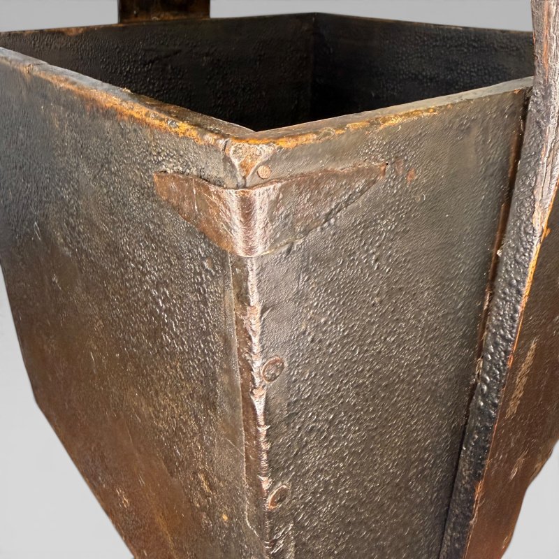 Large Antique Chinese Elm Harvest Basket with Handle - Image 5