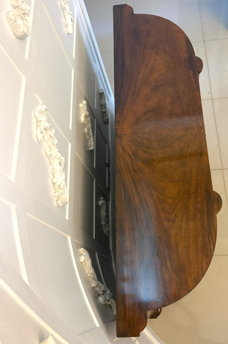 Antique Victorian Burr Walnut Sideboard Cabinet with Floral Marquetry Credenza - Image 7