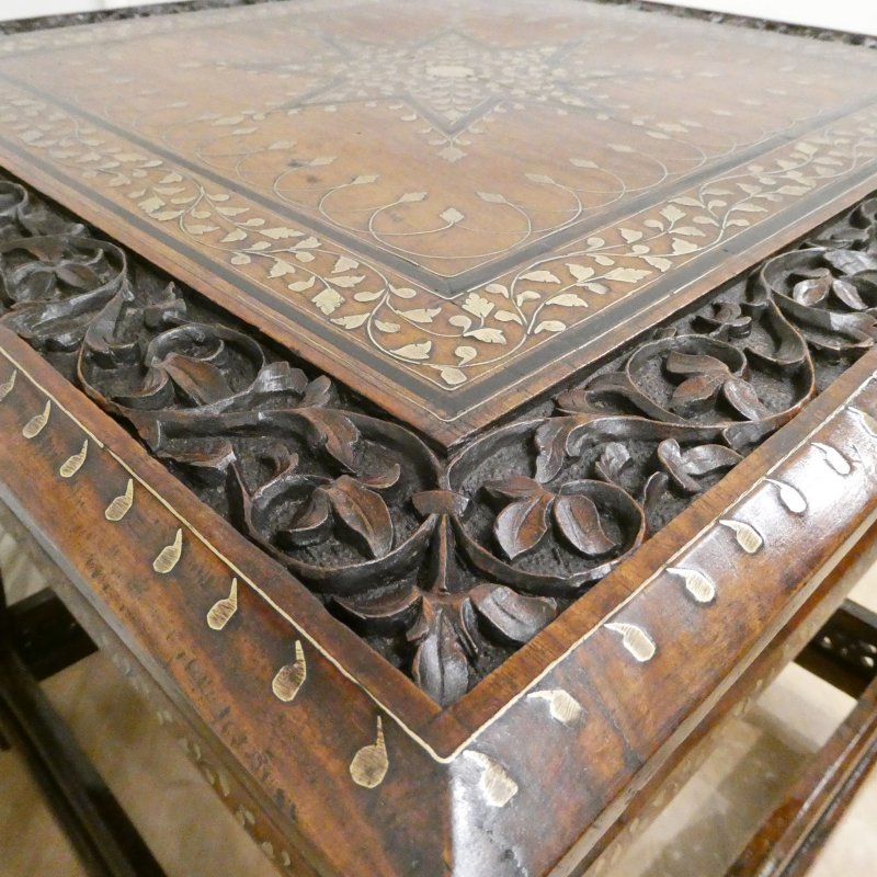 Late 19th Century Hoshiarpur Brass Inlaid Square Side Table - Image 8