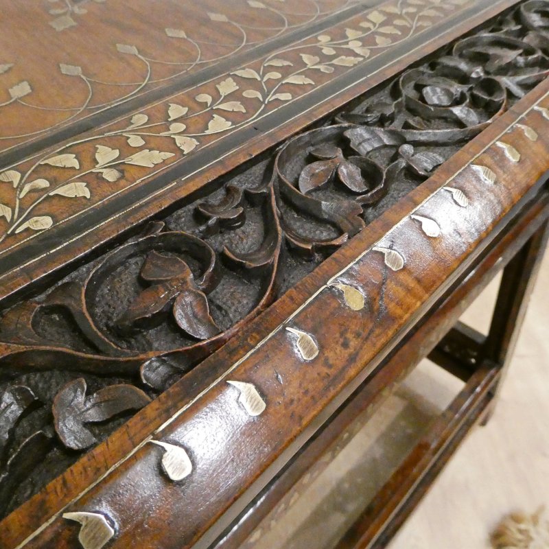 Late 19th Century Hoshiarpur Brass Inlaid Square Side Table - Image 9