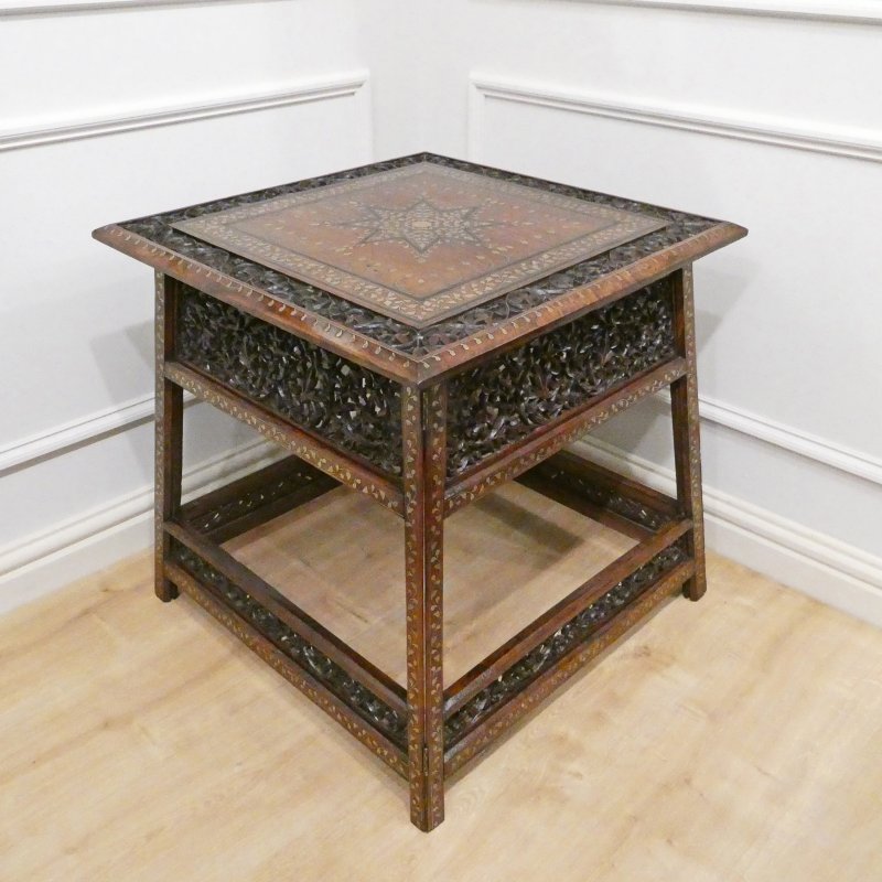 Late 19th Century Hoshiarpur Brass Inlaid Square Side Table - Image 7