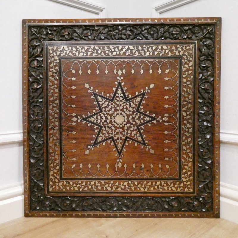 Late 19th Century Hoshiarpur Brass Inlaid Square Side Table - Image 2
