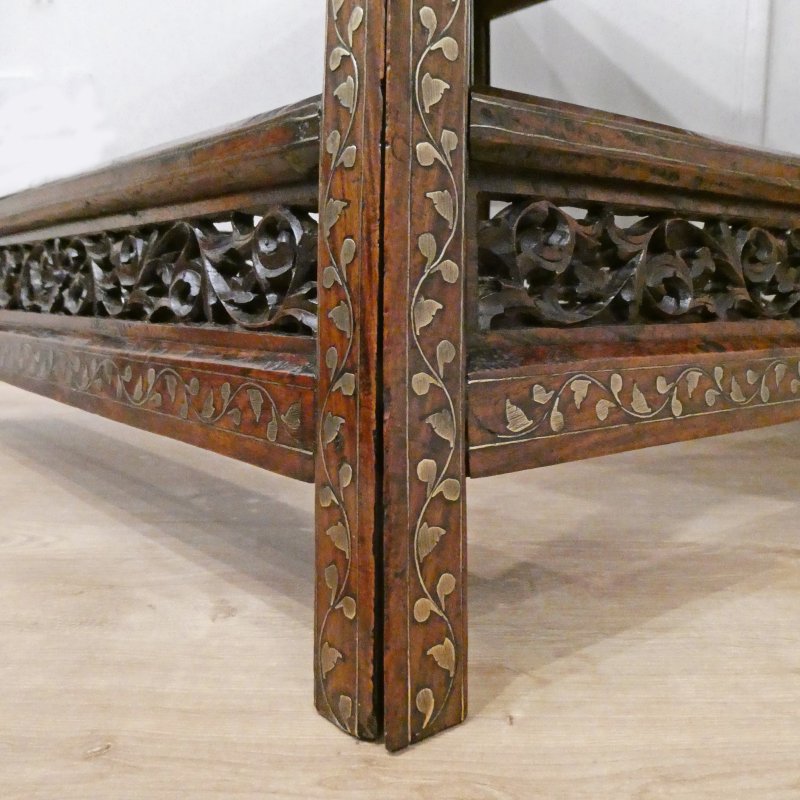 Late 19th Century Hoshiarpur Brass Inlaid Square Side Table - Image 16