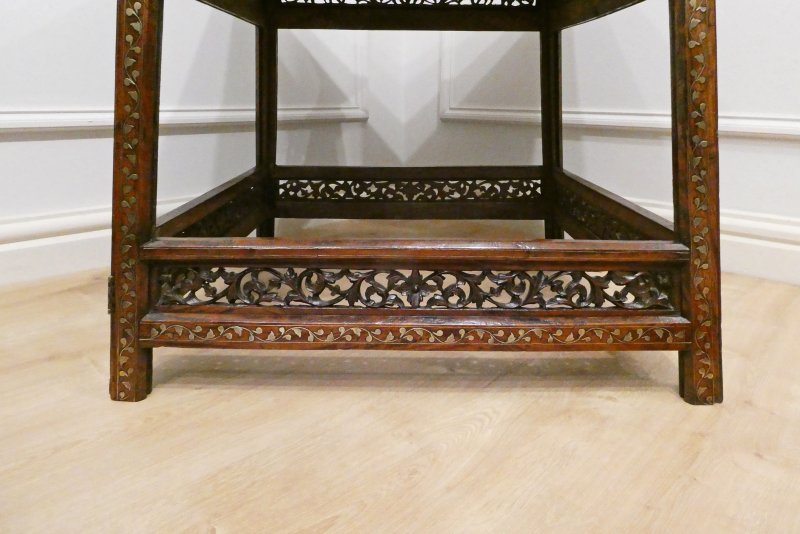 Late 19th Century Hoshiarpur Brass Inlaid Square Side Table - Image 14