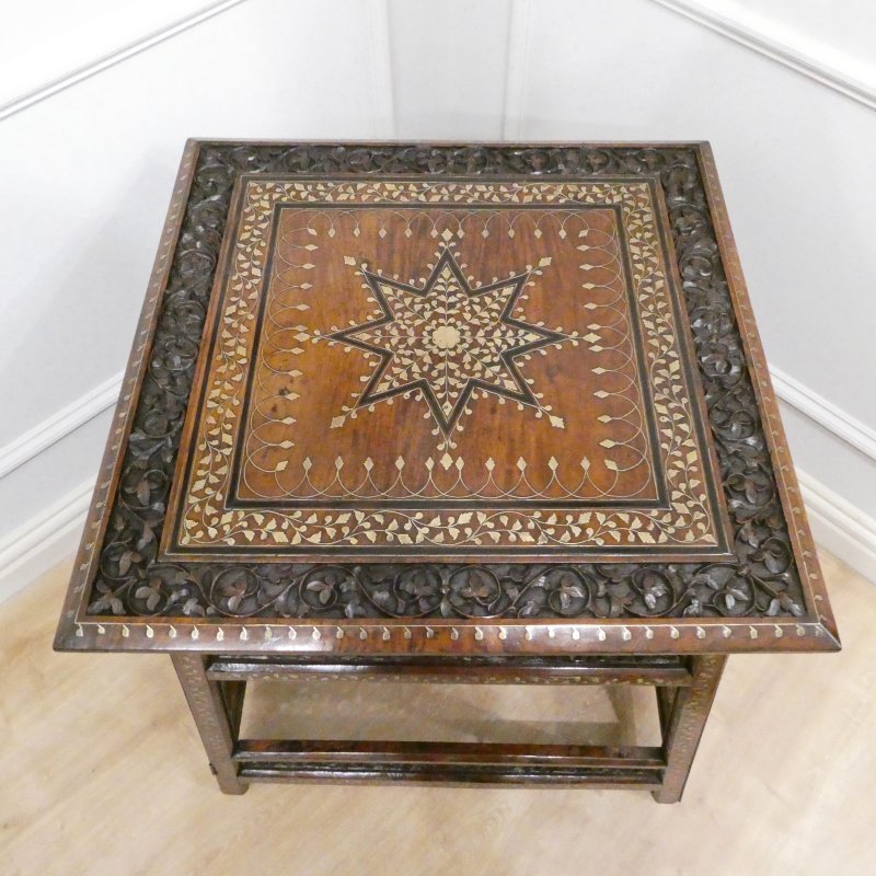 Late 19th Century Hoshiarpur Brass Inlaid Square Side Table - Image 18