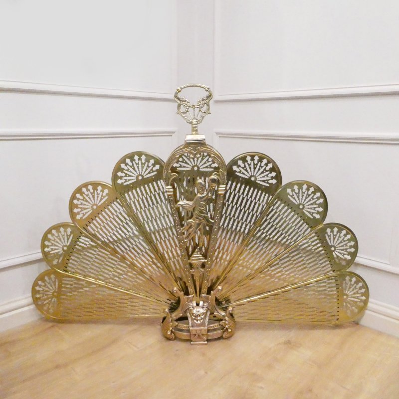 French Brass Peacock Fire Guard