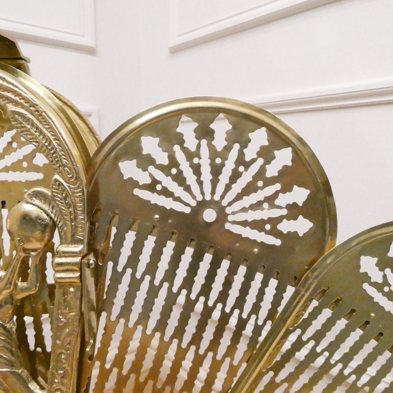 French Brass Peacock Fire Guard - Image 3