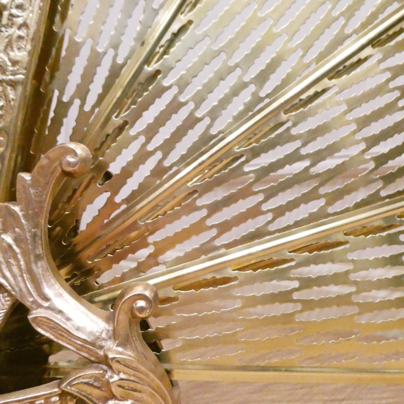 French Brass Peacock Fire Guard - Image 4