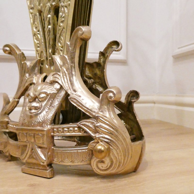 French Brass Peacock Fire Guard - Image 11