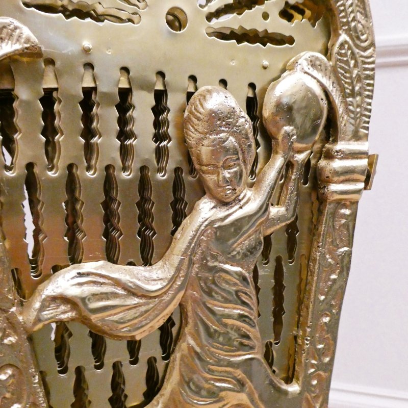French Brass Peacock Fire Guard - Image 7