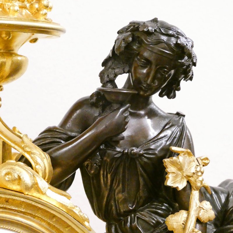 French Louis XVI Style Bronze & Marble Mantel Clock by Vincenti - Image 5