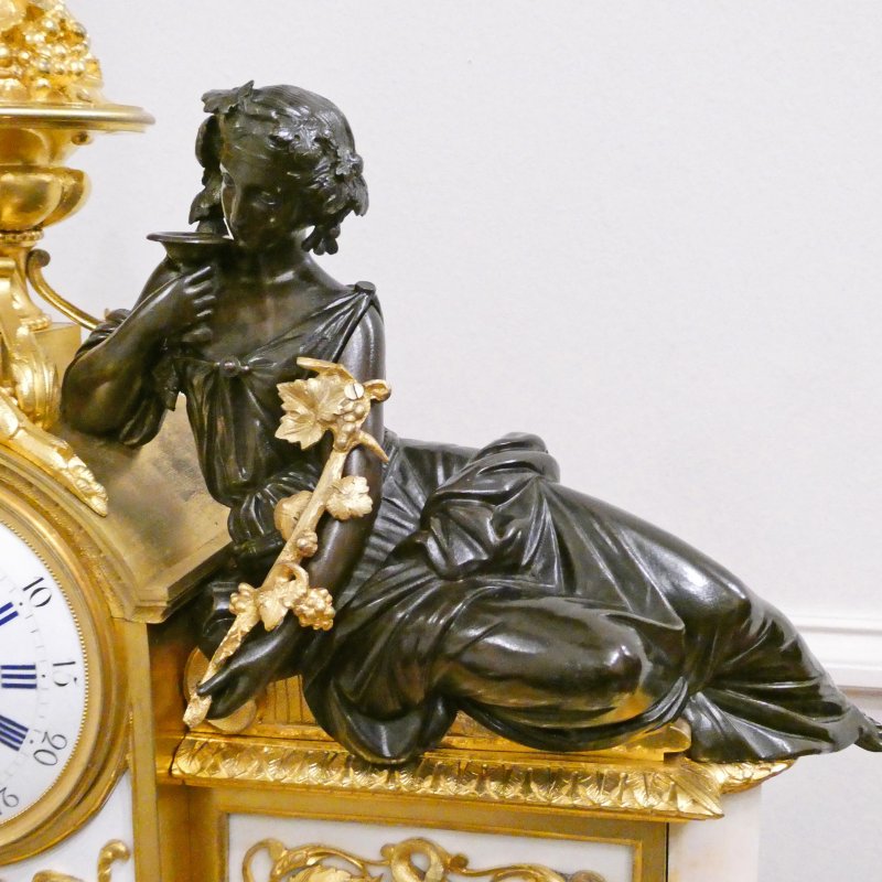 French Louis XVI Style Bronze & Marble Mantel Clock by Vincenti - Image 6