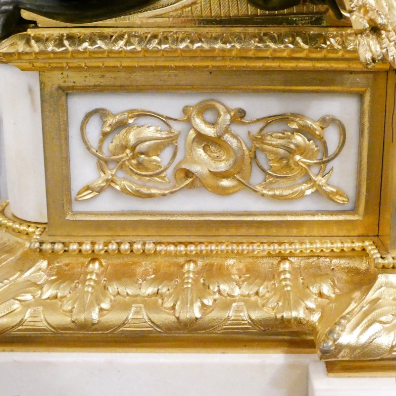 French Louis XVI Style Bronze & Marble Mantel Clock by Vincenti - Image 8