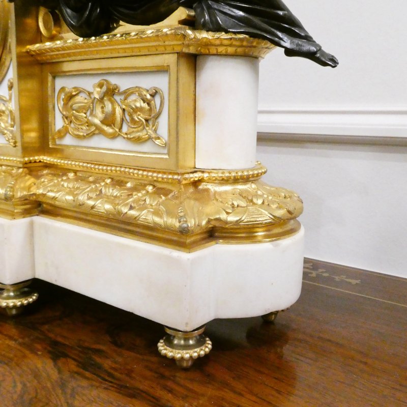 French Louis XVI Style Bronze & Marble Mantel Clock by Vincenti - Image 10