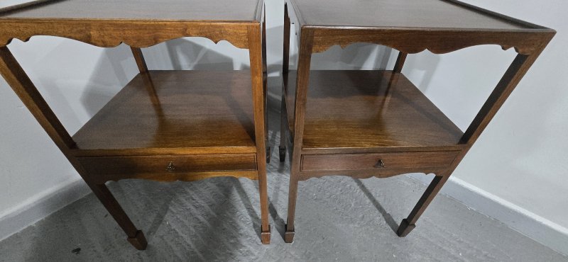 Pair Georgian Mahogany Bedside Lamp Tables - Image 8