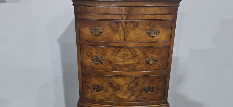 Small Sized Burr Walnut Queen Anne Chest on Chest of Drawers - Image 3