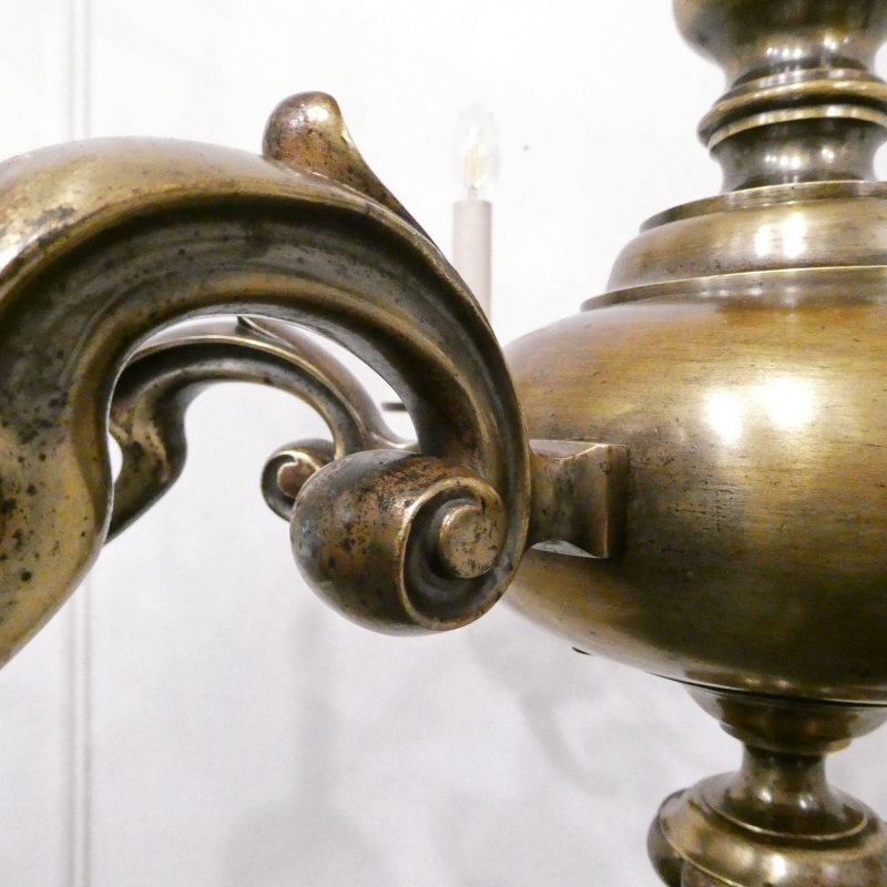 Large Edwardian Brass Chandelier Attributed to Faraday & Son - Image 9