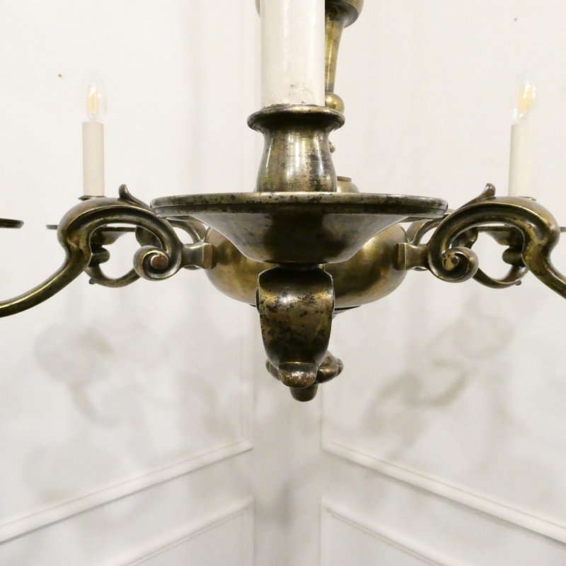 Large Edwardian Brass Chandelier Attributed to Faraday & Son - Image 7