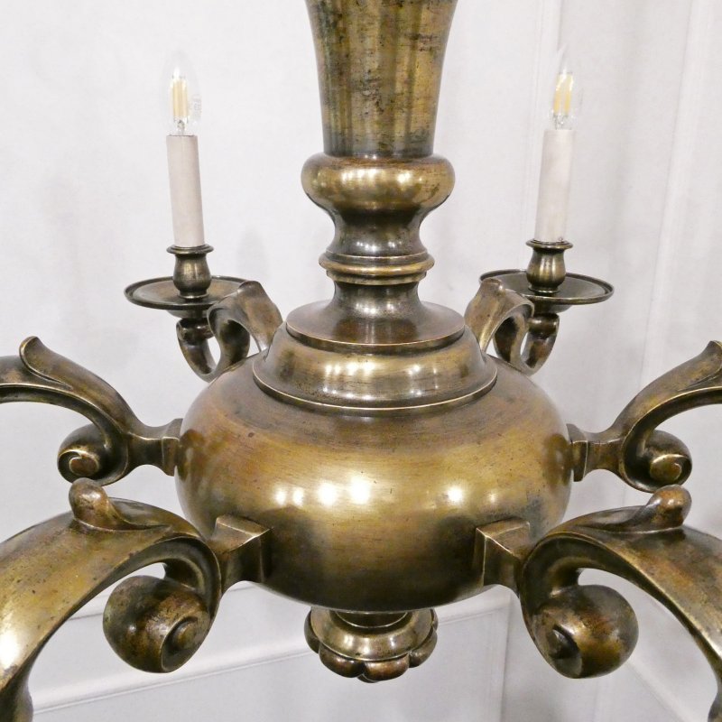 Large Edwardian Brass Chandelier Attributed to Faraday & Son - Image 16