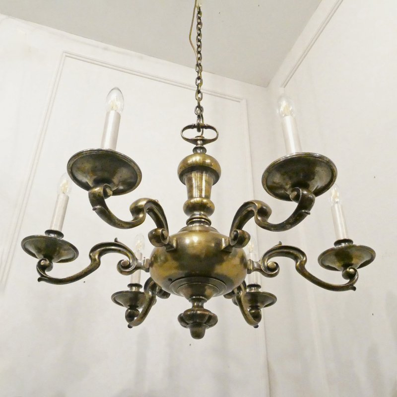 Large Edwardian Brass Chandelier Attributed to Faraday & Son - Image 13
