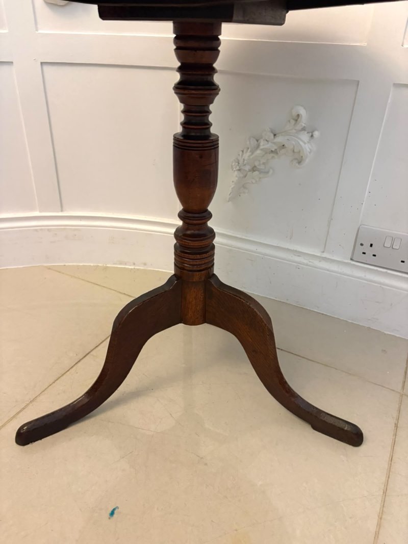 Antique Georgian Burr Oak Tripod Tilt Top Lamp Occasional Table Circa 1780 - Image 10