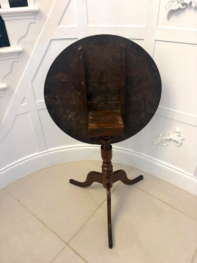 Antique Georgian Burr Oak Tripod Tilt Top Lamp Occasional Table Circa 1780 - Image 3