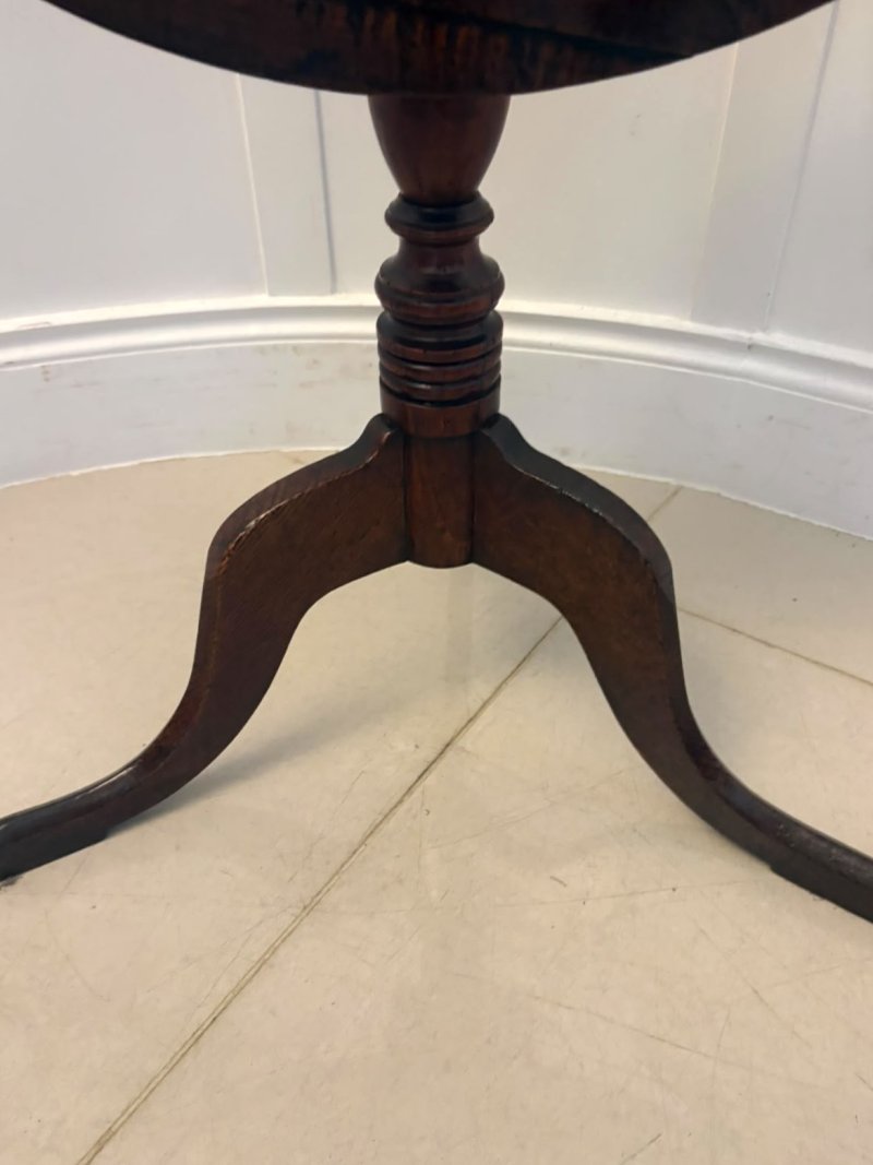 Antique Georgian Burr Oak Tripod Tilt Top Lamp Occasional Table Circa 1780 - Image 8