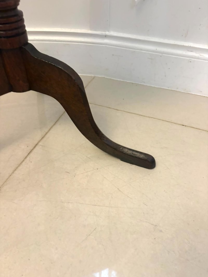 Antique Georgian Burr Oak Tripod Tilt Top Lamp Occasional Table Circa 1780 - Image 12