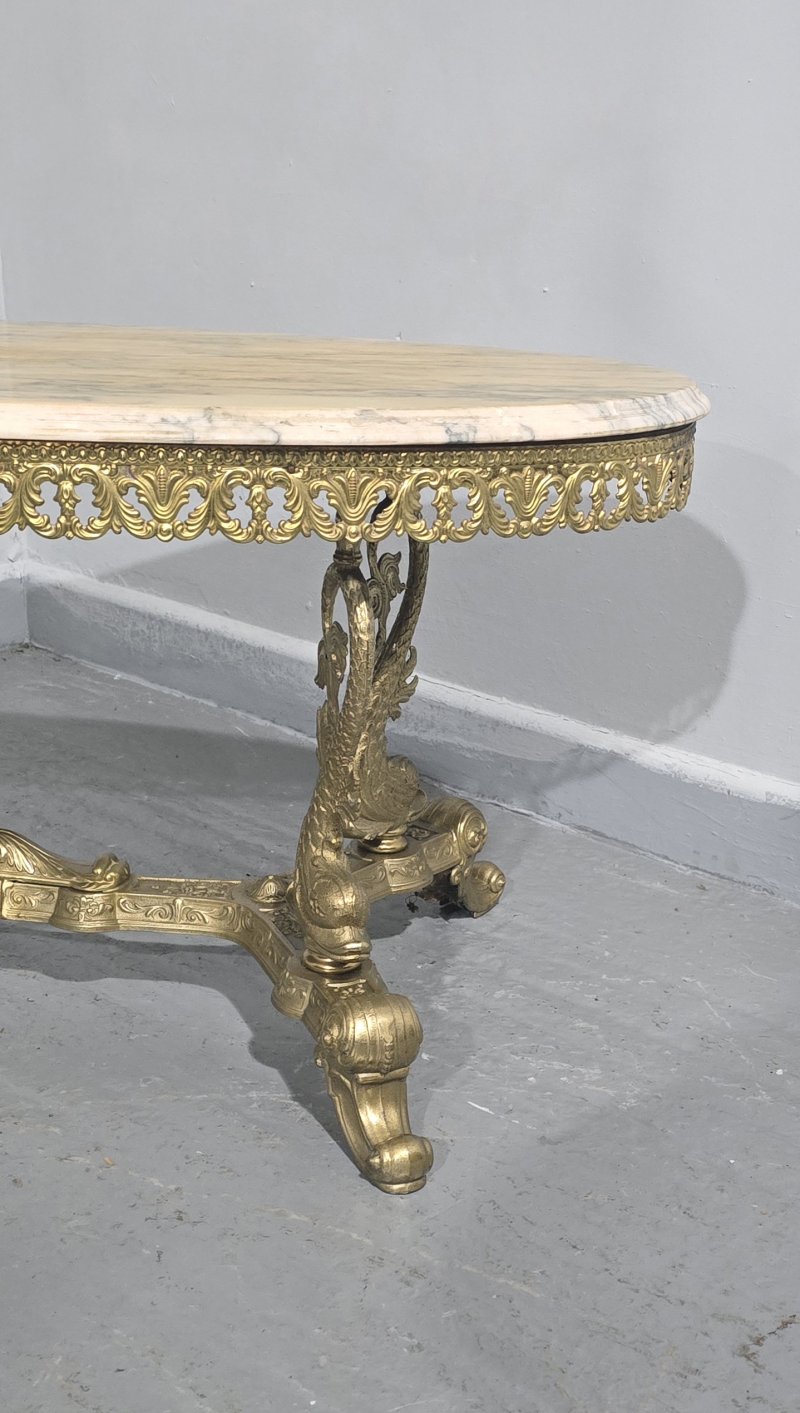 Super Gilt Brass and Marble Coffee Table - Image 2