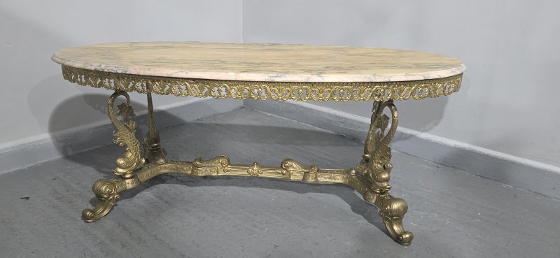 Super Gilt Brass and Marble Coffee Table - Image 6