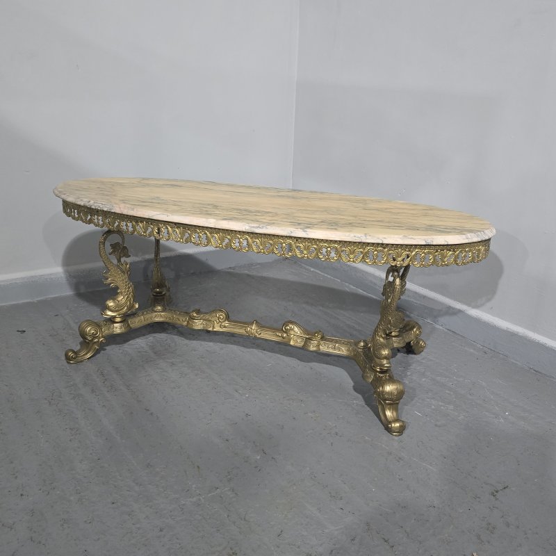 Super Gilt Brass and Marble Coffee Table - Image 7