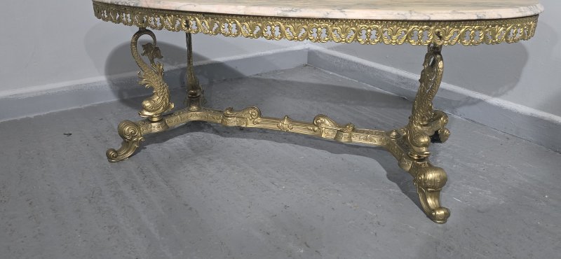 Super Gilt Brass and Marble Coffee Table - Image 8