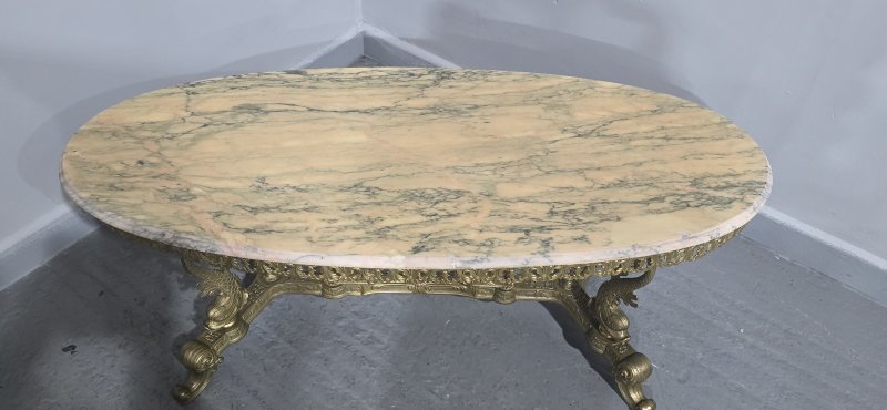 Super Gilt Brass and Marble Coffee Table - Image 5