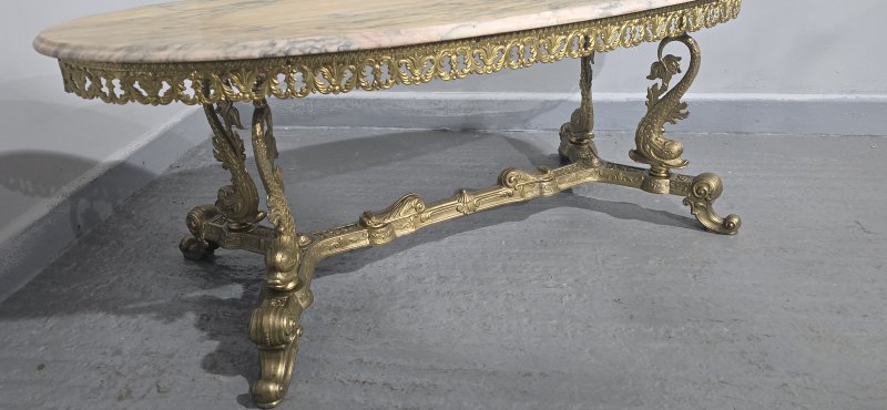 Super Gilt Brass and Marble Coffee Table - Image 9